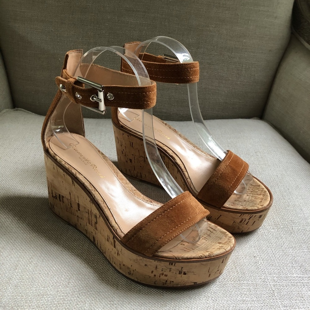 Gianvito Rossi Sandals Wedge Ankle Strap Buckle 6